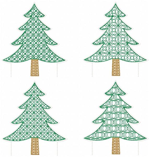 4 ITH-Stickdateien LED-Teelicht-Cover für 10 x 10 cm Stickrahmen 4 Tannen Set Nr. 3